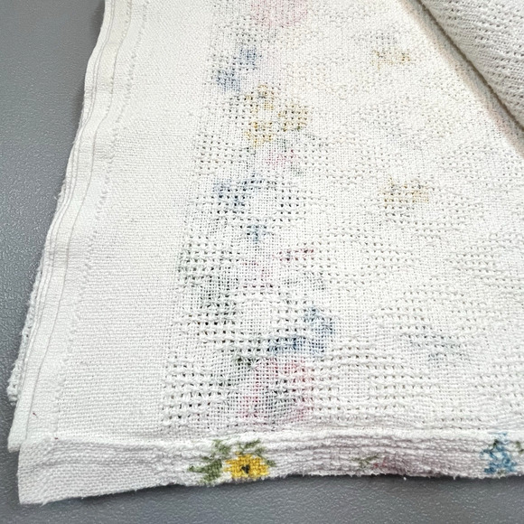 Vtg Waffle Weave Blanket Ditzy Floral 110"x76" cottagecore farmhouse boho chic - Picture 5 of 8